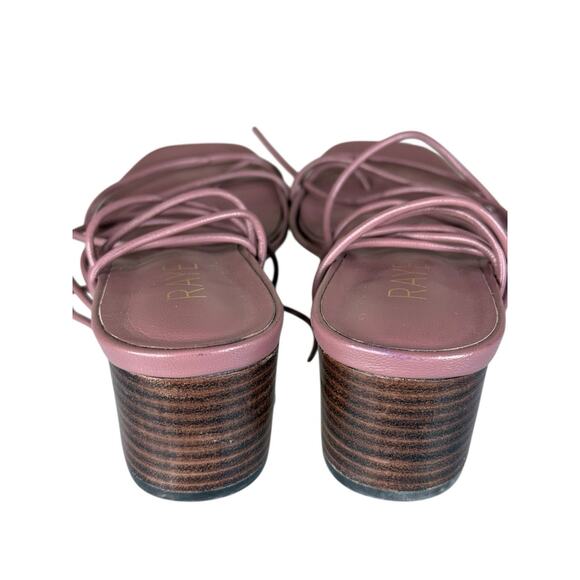 RAYE Talia Pink Leather Ankle Wrap Sandals Block Heel Size 8.5 - Picture 8 of 13